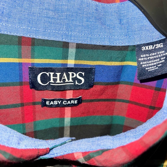 Chaps easy care men’s button down shirt sz. 3xl. Plaid design very nice shirt! - Picture 3 of 5
